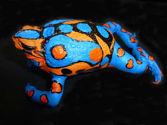 Stuffed Toad Painted Orange and Blue